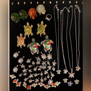 Turtle jewelry lot, costume